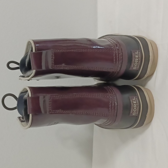 Sorel women's waterproof boots patent mid-calf lace-up black-purple size 5 - Picture 3 of 10